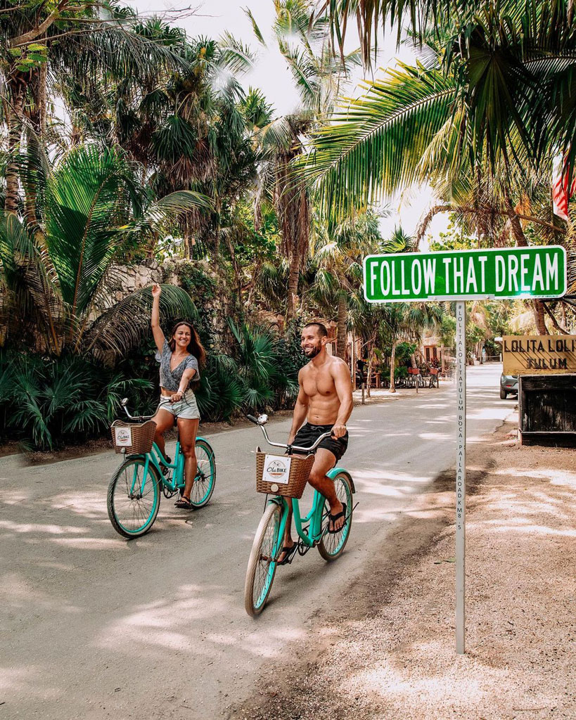 Location de vélos à Tulum Beach au Mexique dans le Yucatán