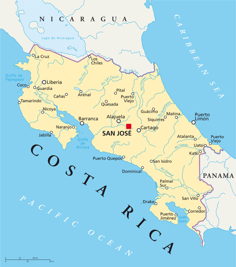 Carte du Costa Rica